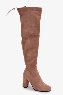 Damskie Boto Kozaki Damskie Na Słupku Beżowe Xamarin