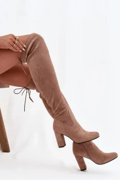 Damskie Boto Kozaki Damskie Na Słupku Beżowe Xamarin