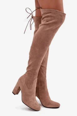 Damskie Boto Kozaki Damskie Na Słupku Beżowe Xamarin