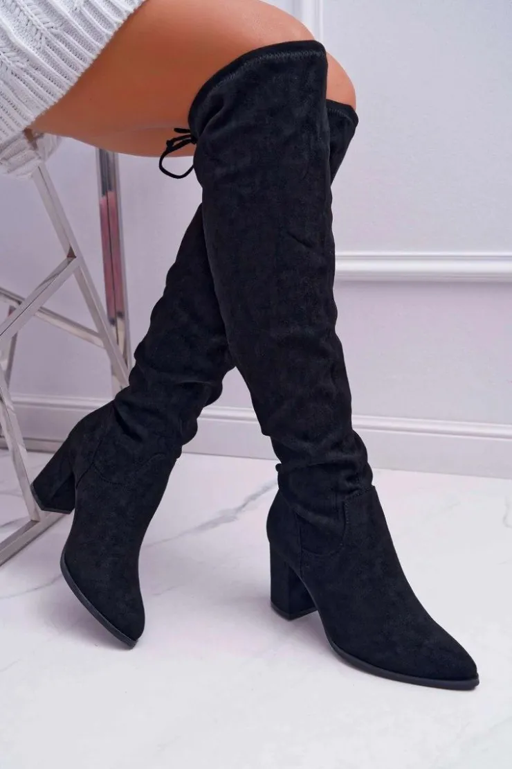 Boto Kozaki Na Obcasie|Kozaki Zamszowe*Kozaki Damskie Na Słupku Czarne Estredos