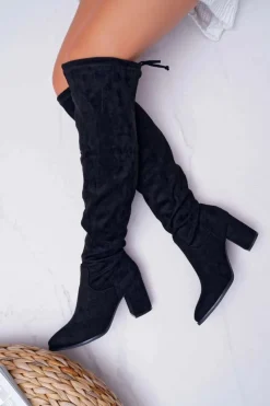 Boto Kozaki Na Obcasie|Kozaki Zamszowe*Kozaki Damskie Na Słupku Czarne Estredos