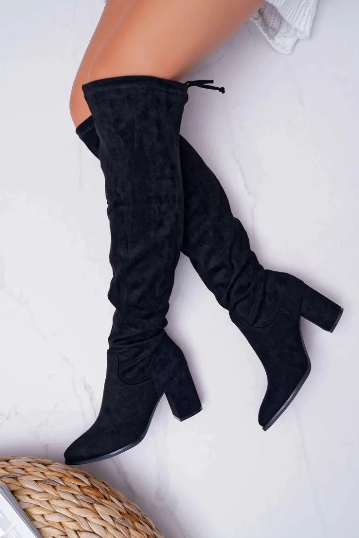 Boto Kozaki Na Obcasie|Kozaki Zamszowe*Kozaki Damskie Na Słupku Czarne Estredos