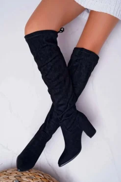 Boto Kozaki Na Obcasie|Kozaki Zamszowe*Kozaki Damskie Na Słupku Czarne Estredos