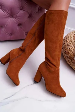 Boto Kozaki Wiosenne|Kozaki Na Obcasie*Kozaki Damskie Na Słupku Do Kolana Camel Mercure