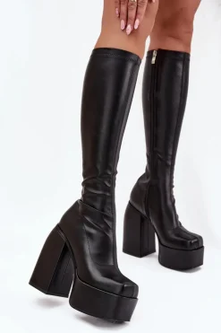 Boto Kozaki Ocieplane|Kozaki Na Słupku*Kozaki Damskie Na Słupku I Platformie Czarne Yavira Czarny