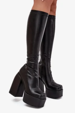 Boto Kozaki Ocieplane|Kozaki Na Słupku*Kozaki Damskie Na Słupku I Platformie Czarne Yavira Czarny