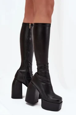 Boto Kozaki Ocieplane|Kozaki Na Słupku*Kozaki Damskie Na Słupku I Platformie Czarne Yavira Czarny