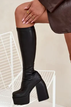 Boto Kozaki Ocieplane|Kozaki Na Słupku*Kozaki Damskie Na Słupku I Platformie Czarne Yavira Czarny