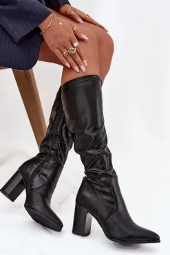 Buty damskie Vinceza Kozaki Na Słupku|Kozaki Przed Kolano*Kozaki Damskie Na Słupku Vinceza 16511 Czarne
