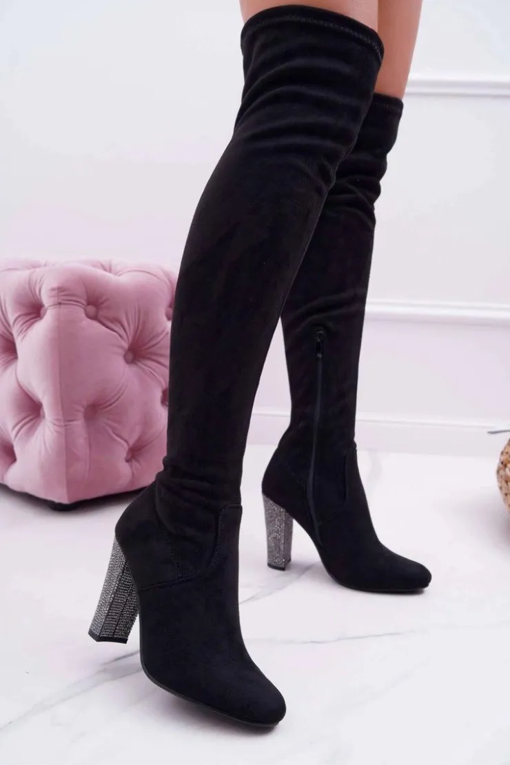 Boto Kozaki Na Obcasie|Kozaki Zamszowe*Kozaki Damskie Na Słupku Zamszowe Czarne Rabios