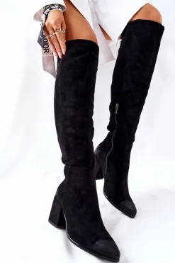 Buty damskie Vinceza Kozaki Wiosenne|Kozaki Na Obcasie*Kozaki Damskie Na Słupku Zamszowe Czarne Corrig