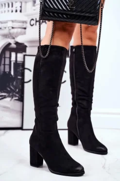 Damskie buty S.Barski Kozaki Na Obcasie|Kozaki Zamszowe*Kozaki Damskie Na Słupku Zamszowe Czarne Many Times