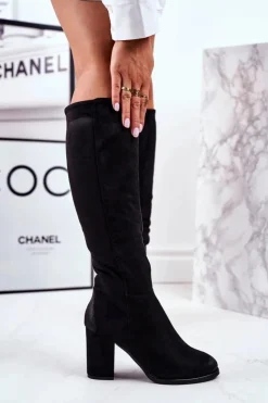 Damskie buty S.Barski Kozaki Na Obcasie|Kozaki Zamszowe*Kozaki Damskie Na Słupku Zamszowe Czarne Many Times