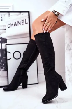 Damskie buty S.Barski Kozaki Na Obcasie|Kozaki Zamszowe*Kozaki Damskie Na Słupku Zamszowe Czarne Many Times