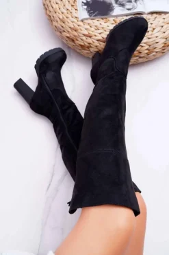 Hot Boto Kozaki Damskie Na Słupku Zamszowe Ocieplane Velkor