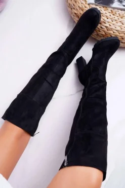 Hot Boto Kozaki Damskie Na Słupku Zamszowe Ocieplane Velkor