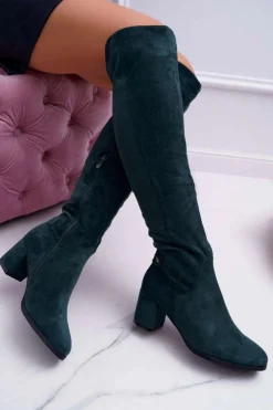 Buty damskie Vinceza Kozaki Na Obcasie|Kozaki Zamszowe*Kozaki Damskie Na Słupku Zamszowe Zielone Torgos