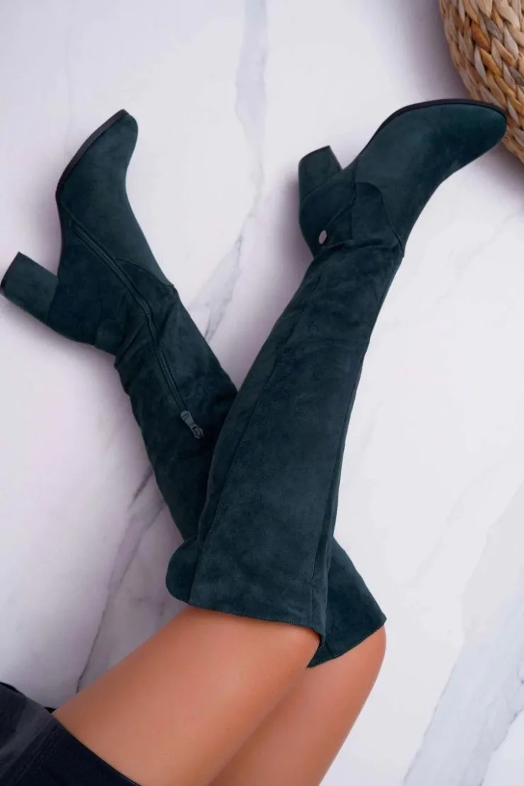 Buty damskie Vinceza Kozaki Na Obcasie|Kozaki Zamszowe*Kozaki Damskie Na Słupku Zamszowe Zielone Torgos