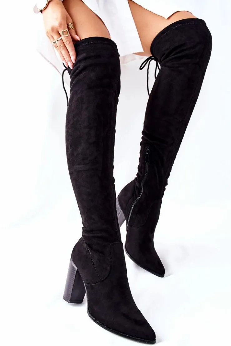 Damskie Buty damskie Vinceza Kozaki Damskie Na Słupku Zamszowe Czarne Monleek