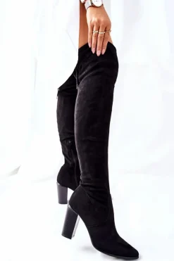 Damskie Buty damskie Vinceza Kozaki Damskie Na Słupku Zamszowe Czarne Monleek