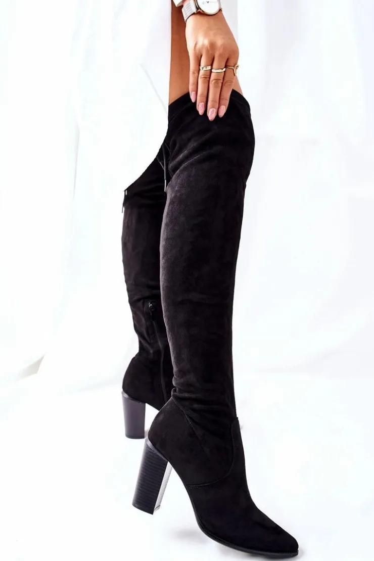 Damskie Buty damskie Vinceza Kozaki Damskie Na Słupku Zamszowe Czarne Monleek