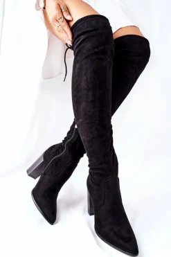 Damskie Buty damskie Vinceza Kozaki Damskie Na Słupku Zamszowe Czarne Monleek