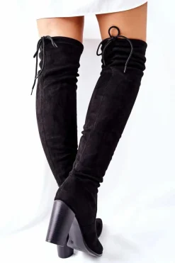 Damskie Buty damskie Vinceza Kozaki Damskie Na Słupku Zamszowe Czarne Monleek