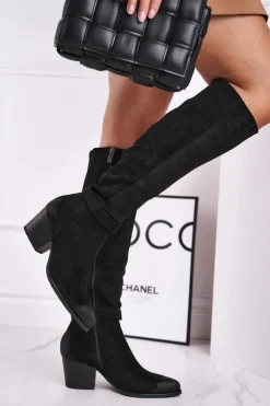 New Buty damskie Vinceza Kozaki Damskie Na Słupku Zamszowe Czarne Nevermind