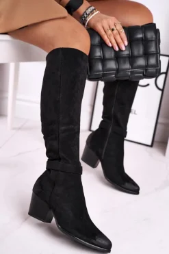 New Buty damskie Vinceza Kozaki Damskie Na Słupku Zamszowe Czarne Nevermind