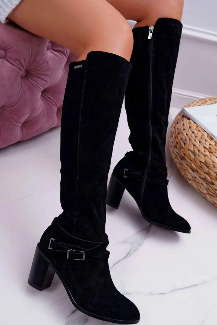 Online Big Star Shoes Kozaki Damskie Na Słupku Zamszowe Big Star EE274520