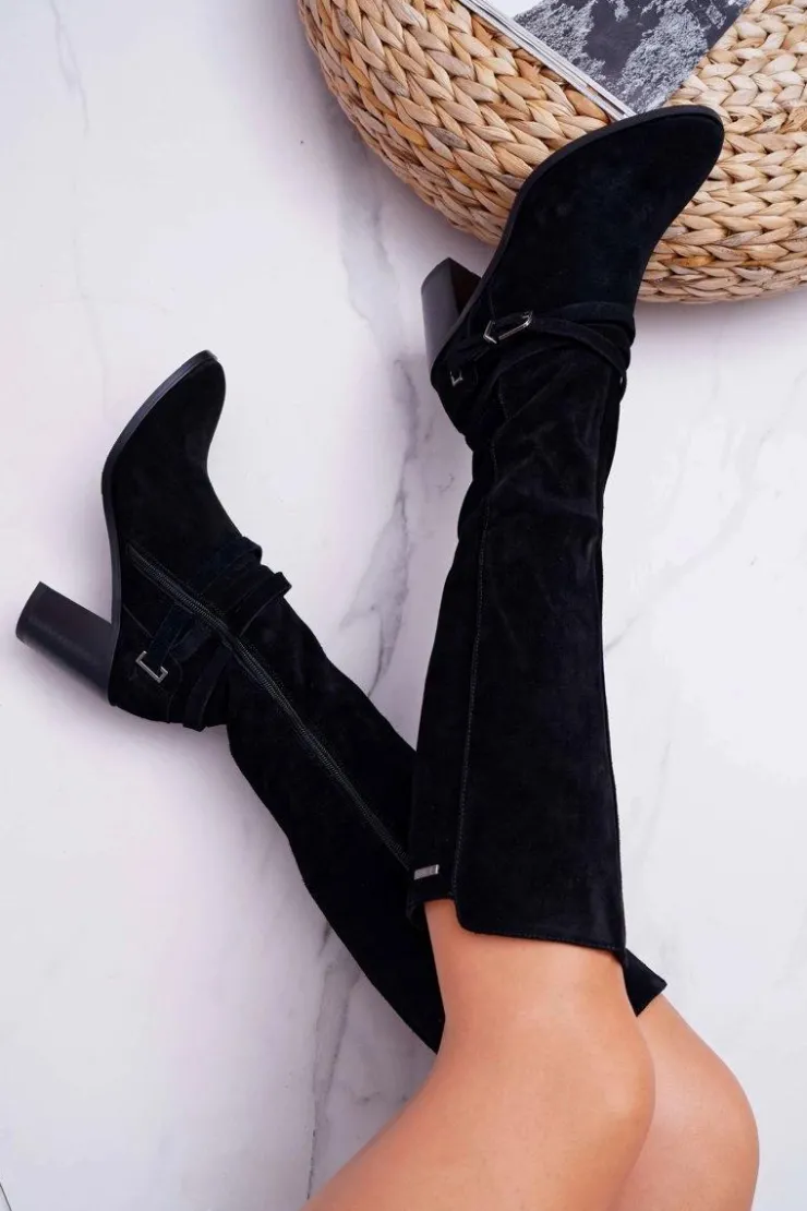 Online Big Star Shoes Kozaki Damskie Na Słupku Zamszowe Big Star EE274520