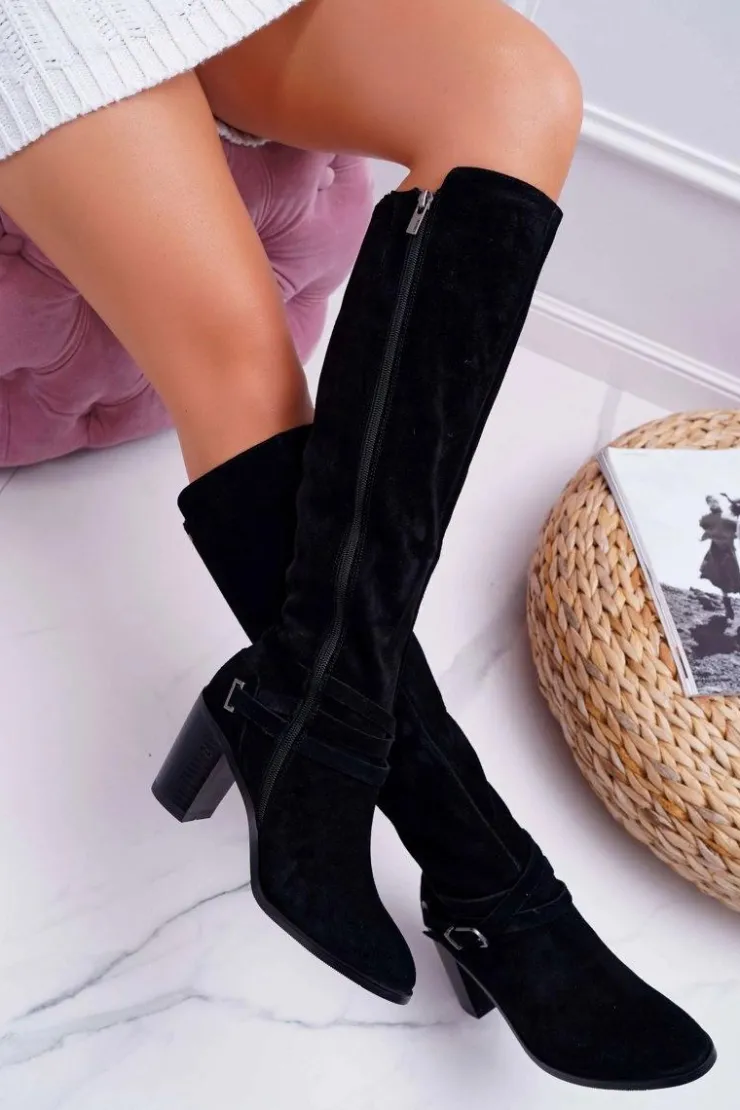 Online Big Star Shoes Kozaki Damskie Na Słupku Zamszowe Big Star EE274520