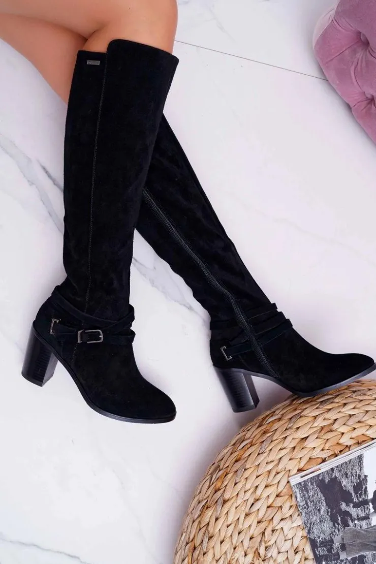 Online Big Star Shoes Kozaki Damskie Na Słupku Zamszowe Big Star EE274520