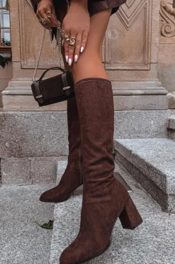 Boto Kozaki Ocieplane|Kozaki Na Słupku*Kozaki Damskie Na Słupku Z Eko Zamszu Czekoladowe Yelisse