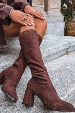 Boto Kozaki Ocieplane|Kozaki Na Słupku*Kozaki Damskie Na Słupku Z Eko Zamszu Czekoladowe Yelisse