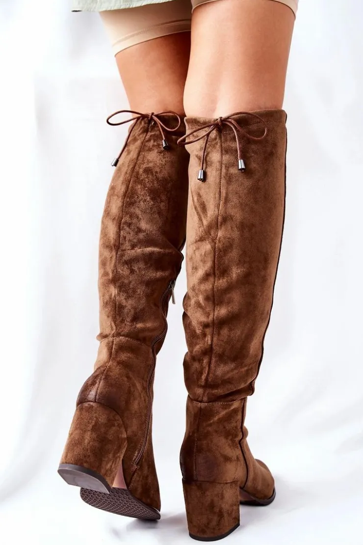 Discount Buty damskie Vinceza Kozaki Damskie Na Słupku Zamszowe Brązowe Corrig