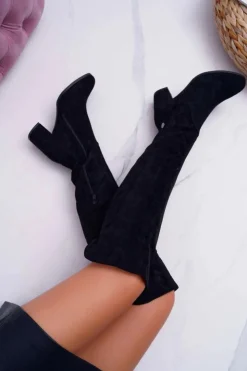 Online Buty damskie Vinceza Kozaki Damskie Na Słupku Zamszowe Czarne Torgos