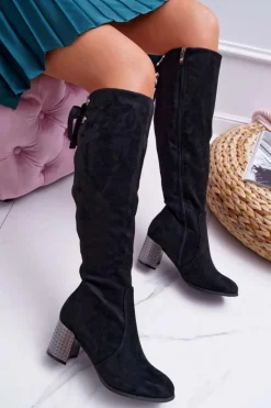 Boto Kozaki Na Obcasie|Kozaki Zamszowe*Kozaki Damskie Na Słupku Zamszowe Ocieplane Yonas