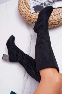 Boto Kozaki Na Obcasie|Kozaki Zamszowe*Kozaki Damskie Na Słupku Zamszowe Ocieplane Yonas