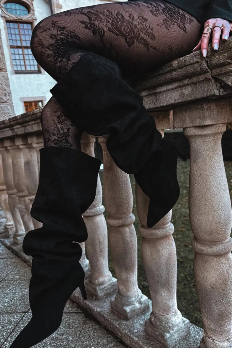 Boto Kozaki Damskie Na Szpilce Wsuwane Czarne Mavilla Czarny