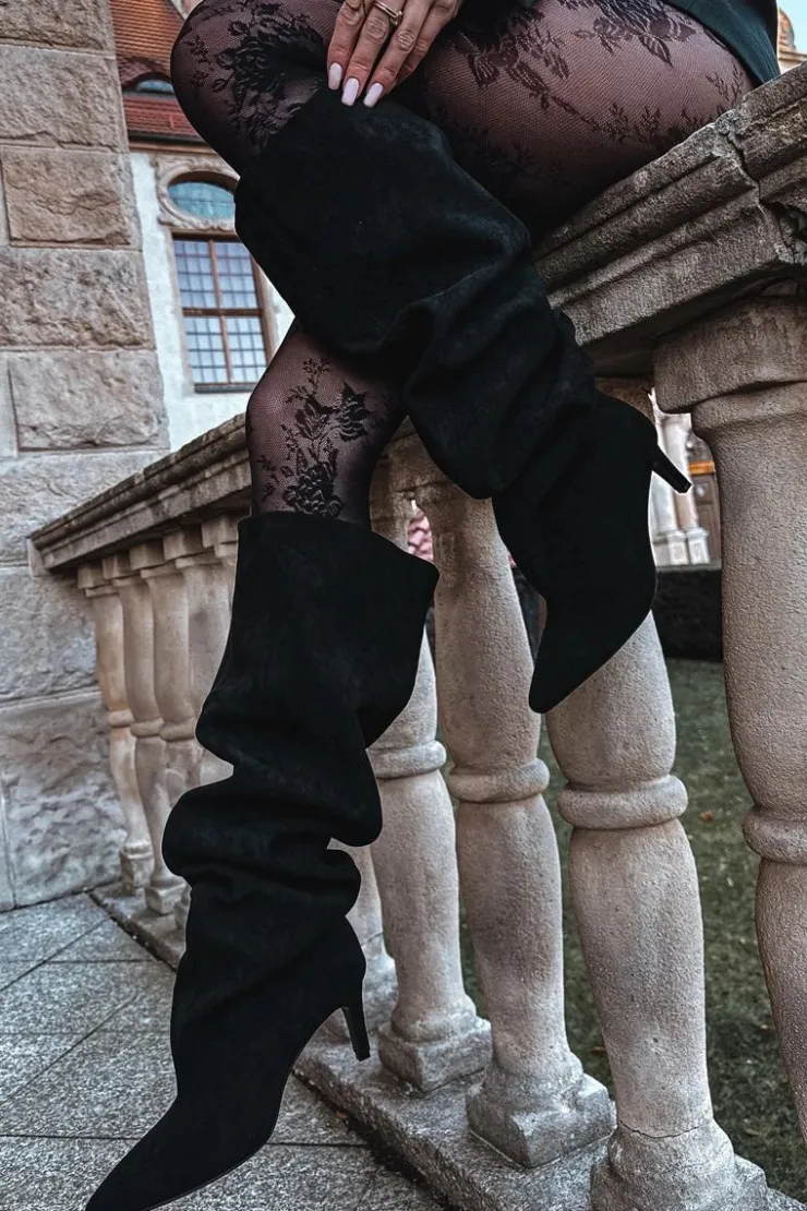 Boto Kozaki Damskie Na Szpilce Wsuwane Czarne Mavilla Czarny