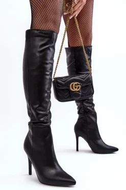 Boto Kozaki Na Obcasie*Kozaki Damskie Na Szpilce Czarne Sirenpha