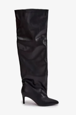 Damskie Boto Kozaki Damskie Na Szpilce Wsuwane Czarne Mavilla