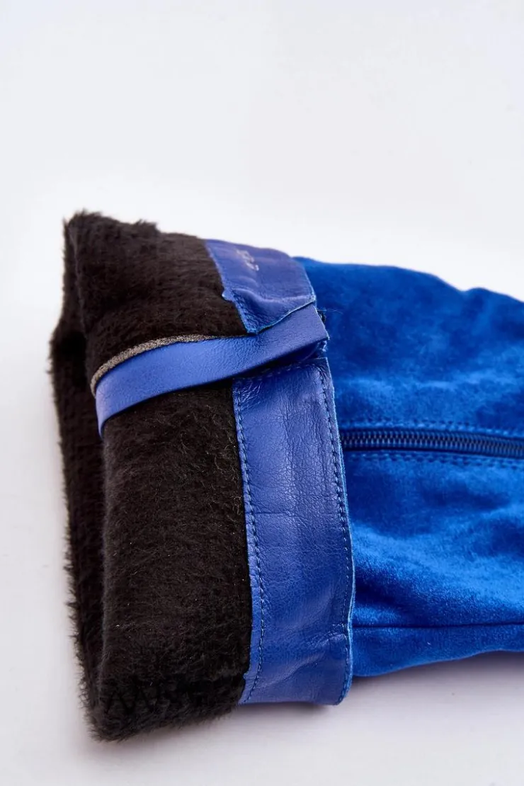 Boto Kozaki Wiosenne|Kozaki Przed Kolano*Kozaki Damskie Ocieplane Na Masywnym Obcasie Niebieski Layala