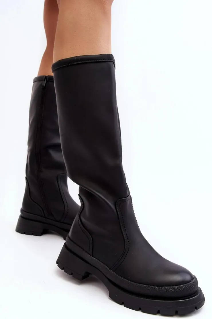 Boto Kozaki Ocieplane|Kozaki Płaskie*Kozaki Damskie Ocieplane Na Płaskim Obcasie Czarne Desiren