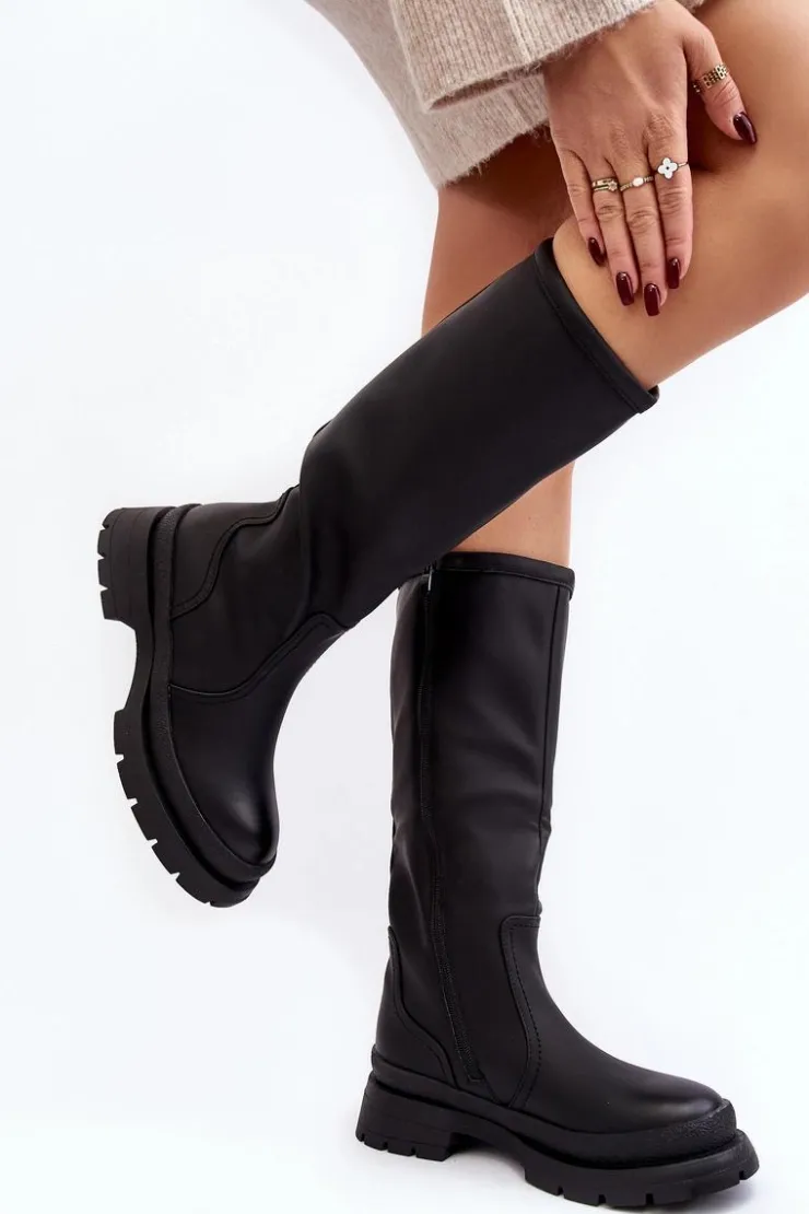 Boto Kozaki Ocieplane|Kozaki Płaskie*Kozaki Damskie Ocieplane Na Płaskim Obcasie Czarne Desiren