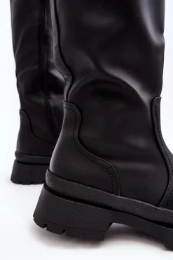 Boto Kozaki Ocieplane|Kozaki Płaskie*Kozaki Damskie Ocieplane Na Płaskim Obcasie Czarne Desiren