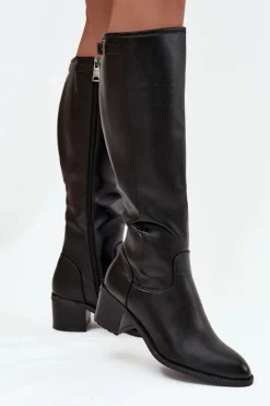 Sale Buty damskie Vinceza Kozaki Damskie Ocieplane Na Obcasie Z Klamrą Vinceza 58589 Czarne Czarny