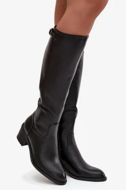 Sale Buty damskie Vinceza Kozaki Damskie Ocieplane Na Obcasie Z Klamrą Vinceza 58589 Czarne Czarny