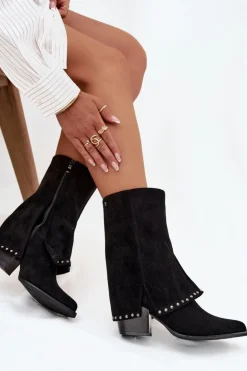 Online Buty damskie Vinceza Kozaki Damskie Ocieplane Z Wywiniętą Cholewką Vinceza 16516 Czarne Czarny